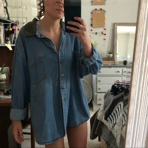 Oversized jean jacket with army green detailing!